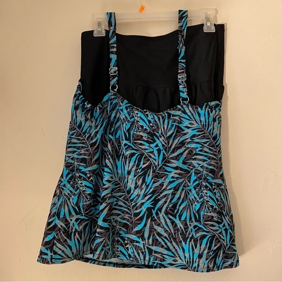 St John’s Bay Swim Suit Two Piece Top Size‎ 16 Bottom Size 14 Black-Turquoise - Picture 4 of 10